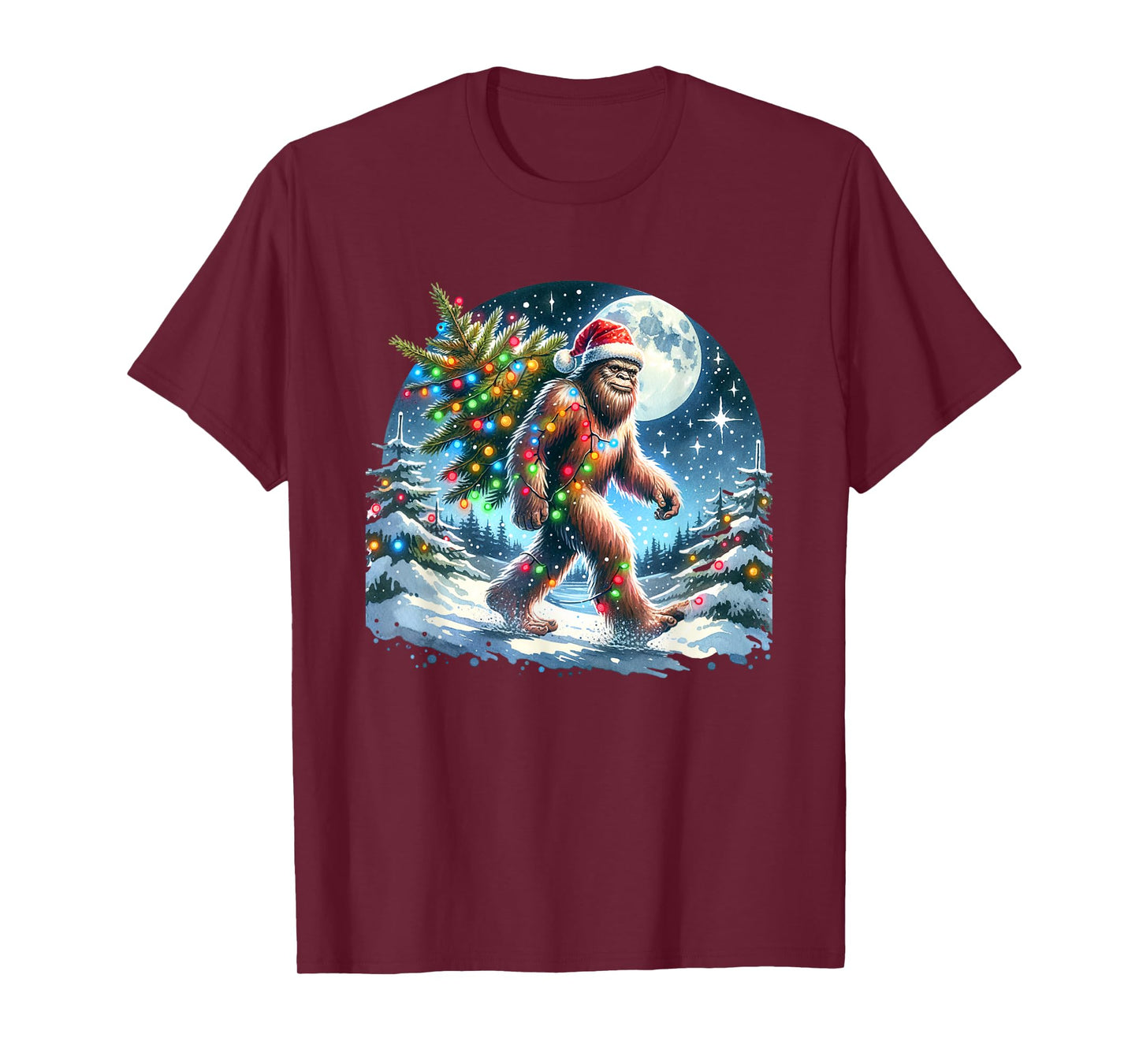 Bigfoot Christmas Holiday Sasquatch Xmas T-Shirt - Bigfoot CHristmas Shirt & Sasquatch Lover Xmas - Unisex-Adults, Unisex-Kids - Black - Small - Short Sleeve - T-Shirt