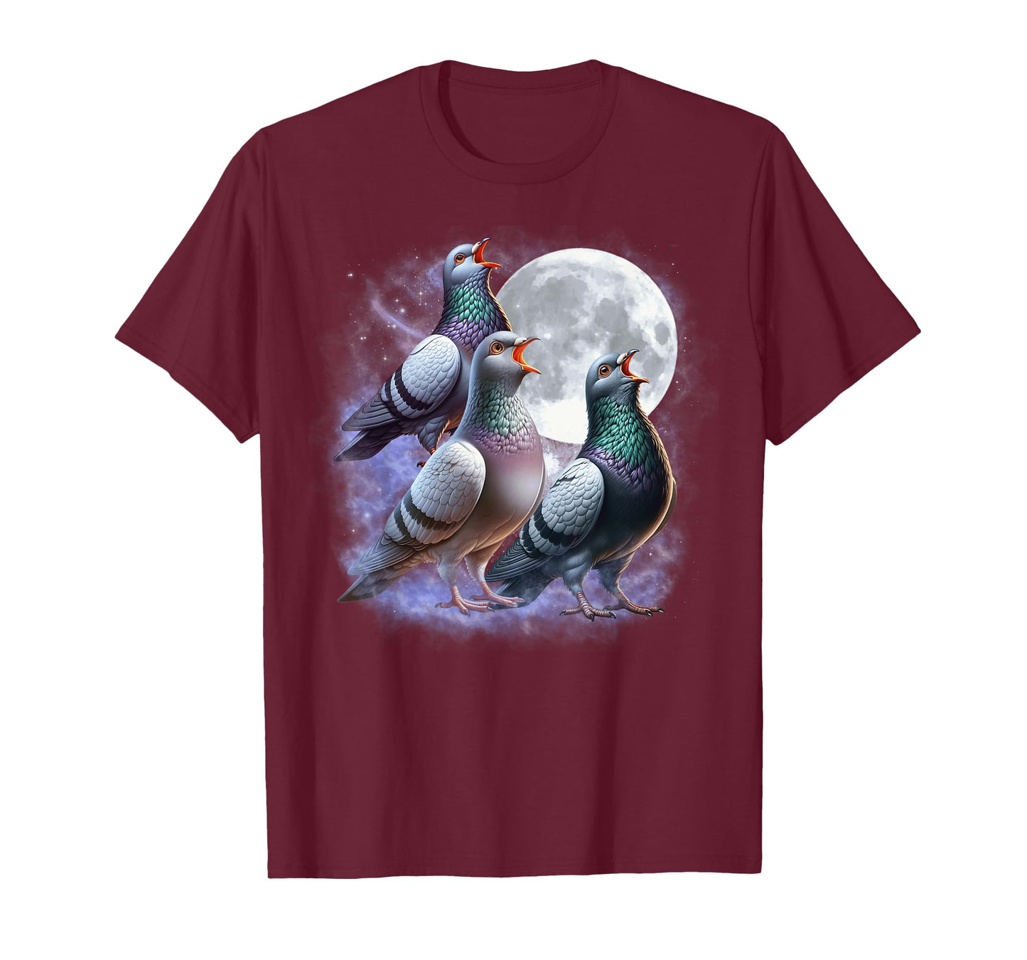 Three Pigeons Moon Funny Pigeon Howling Wolfs Moon Parody T-Shirt