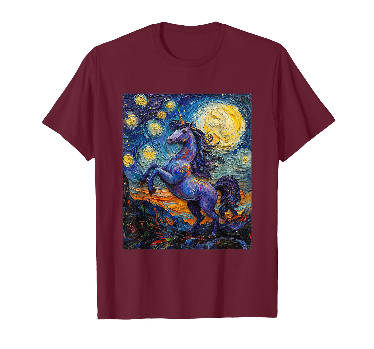 Cute Unicorn - Van Gogh Style - Starry Night T-Shirt