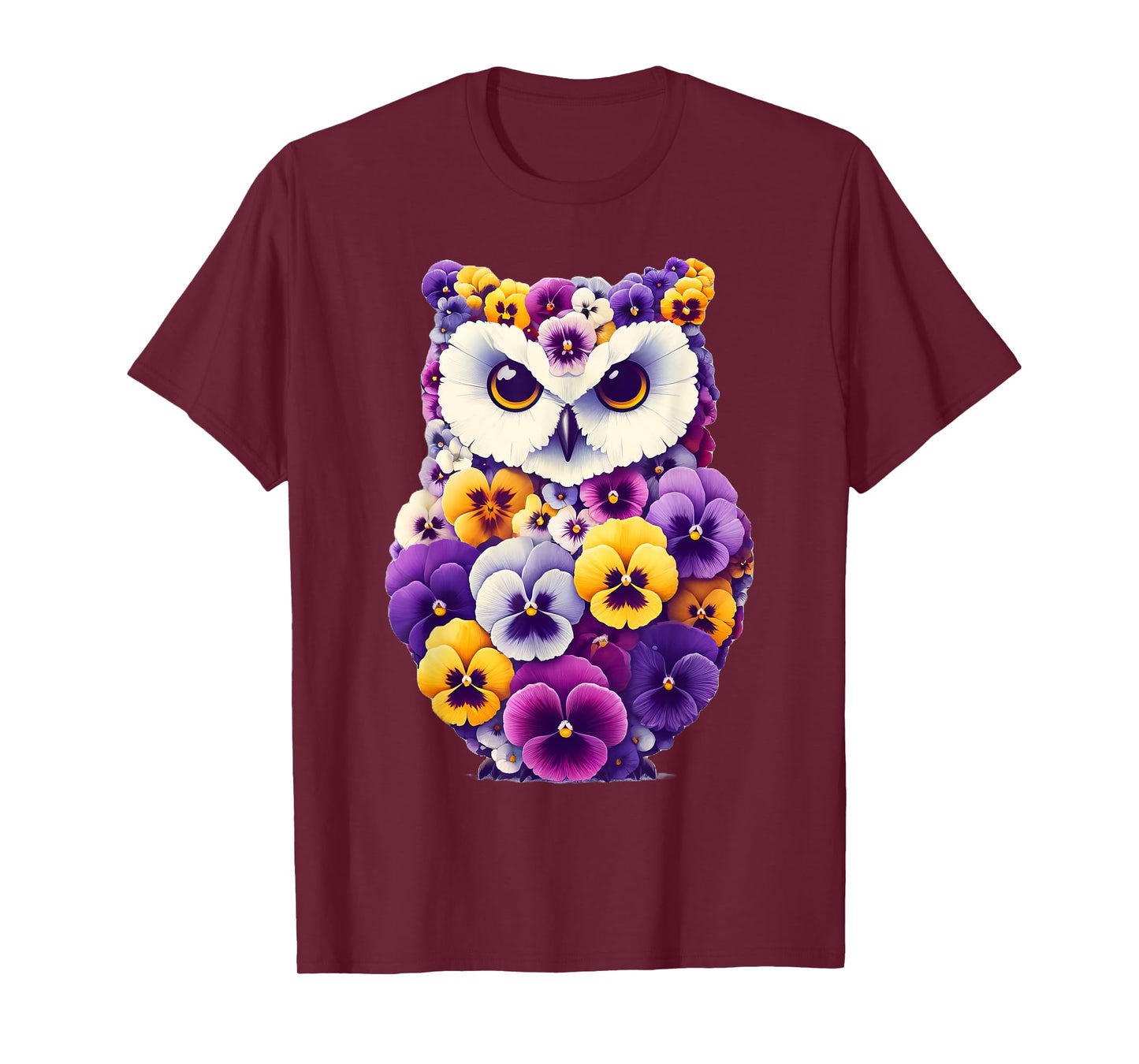 Pansies Owl Flower Pansy Gardening Floral T-Shirt