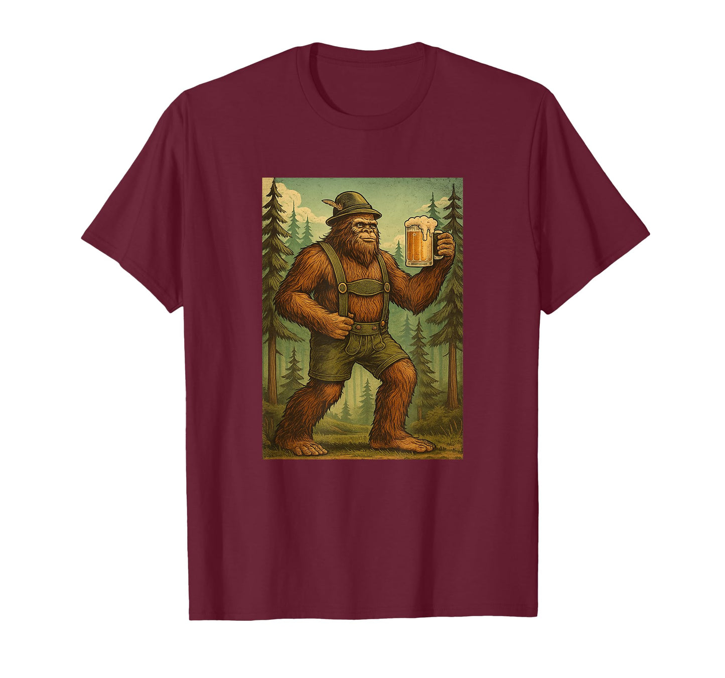 Mens Funny Oktoberfest tShirt German Bigfoot Lederhosen T-Shirt