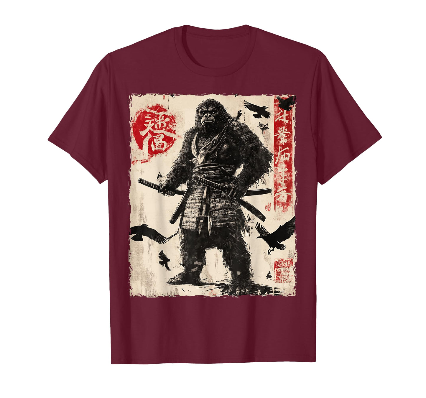 Bigfoot Sasquatch Samurai Graphic Japanese Warrior Anime T-Shirt