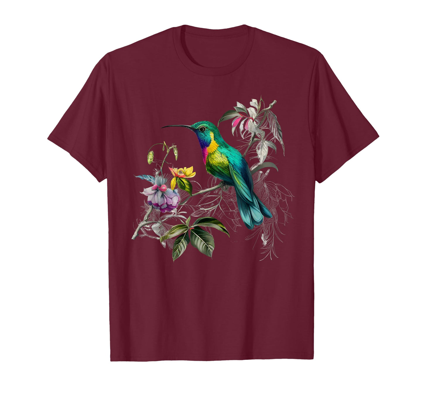 Vintage Hummingbird Illustration Women Backyard Birders T-Shirt