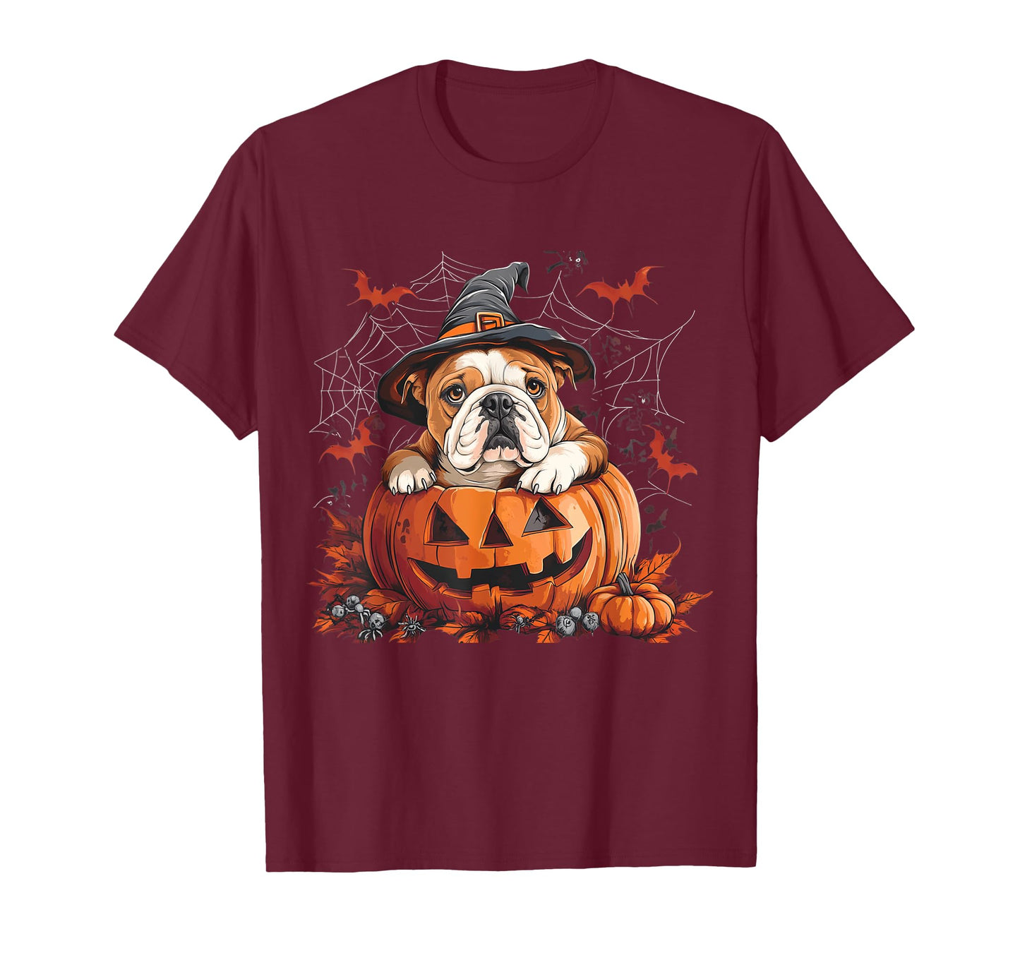 English Bulldog Pumpkin Halloween Thanksgiving Men Women Dog T-Shirt