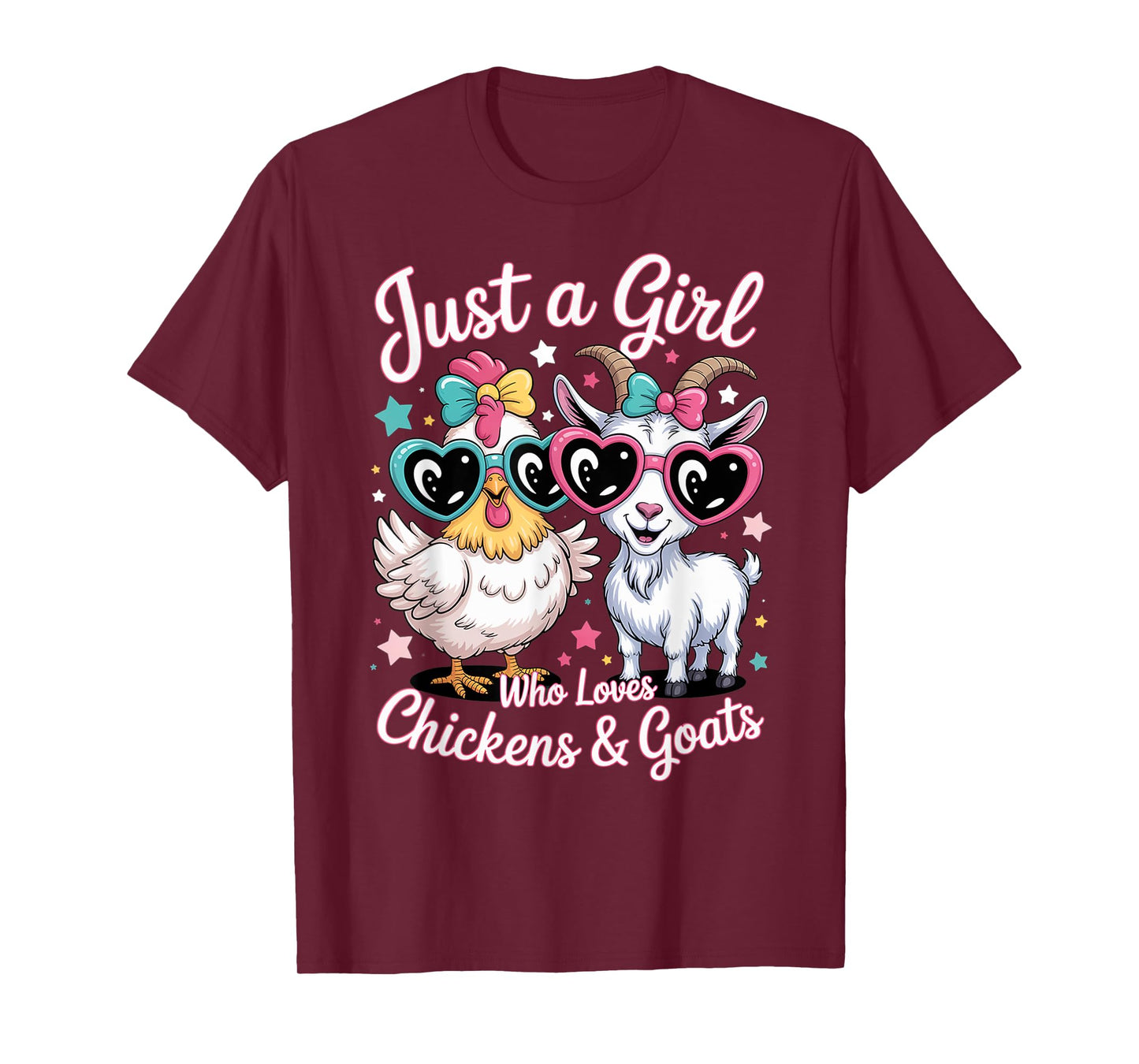 Cute Just A Girl Who Loves Chickens and Goats Farming Farmer T-Shirt