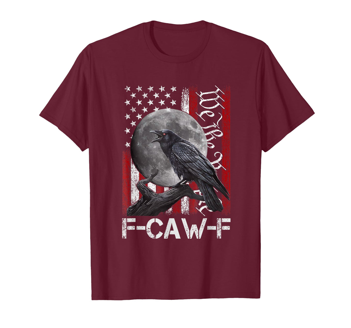 F-Caw-F Black Crow Black Bird Retro USA Flag Vintage F-Caw-F T-Shirt