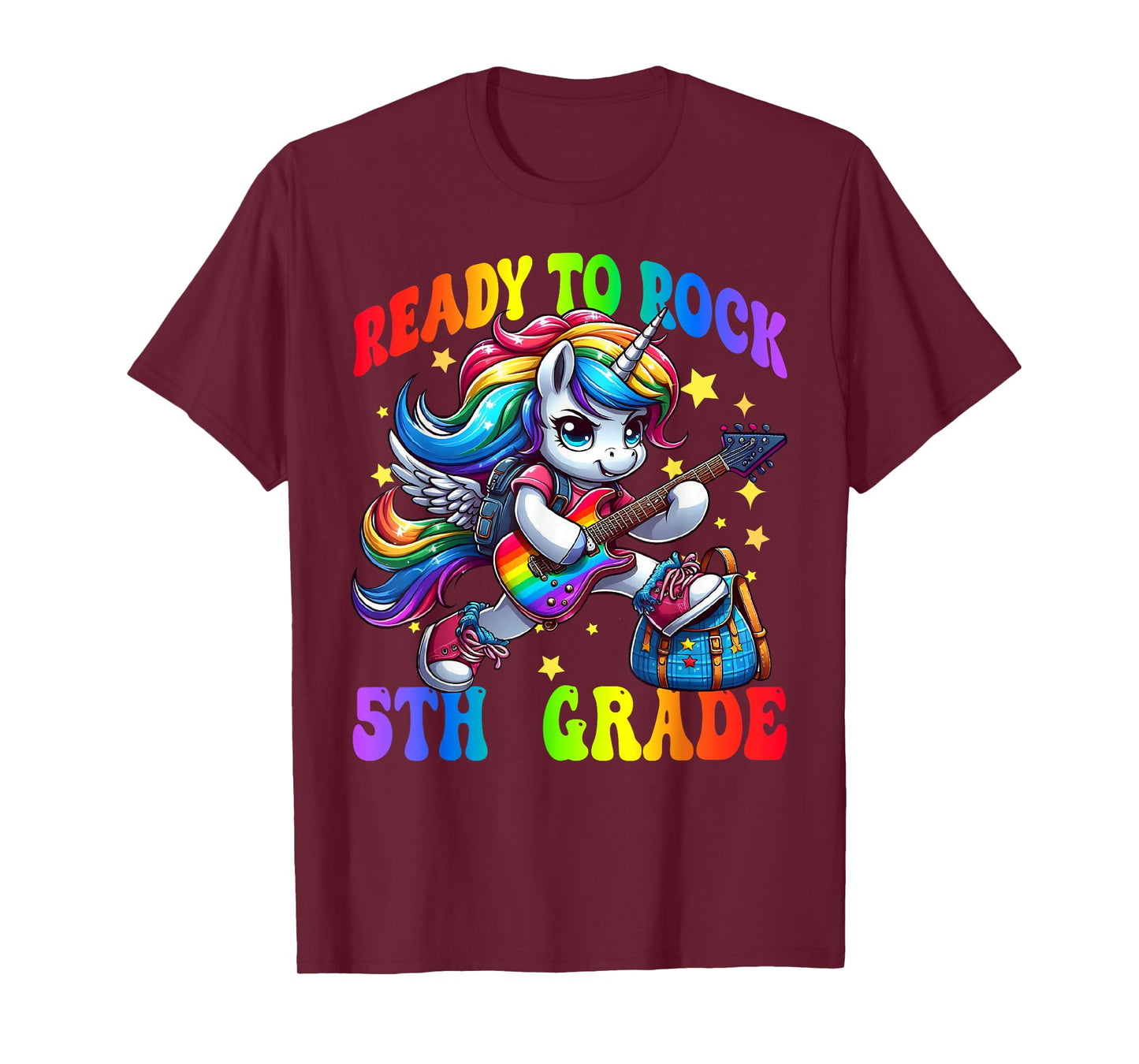Unicorn Ready To Rock 5th Grade Back To School Rainbow T-Shirt