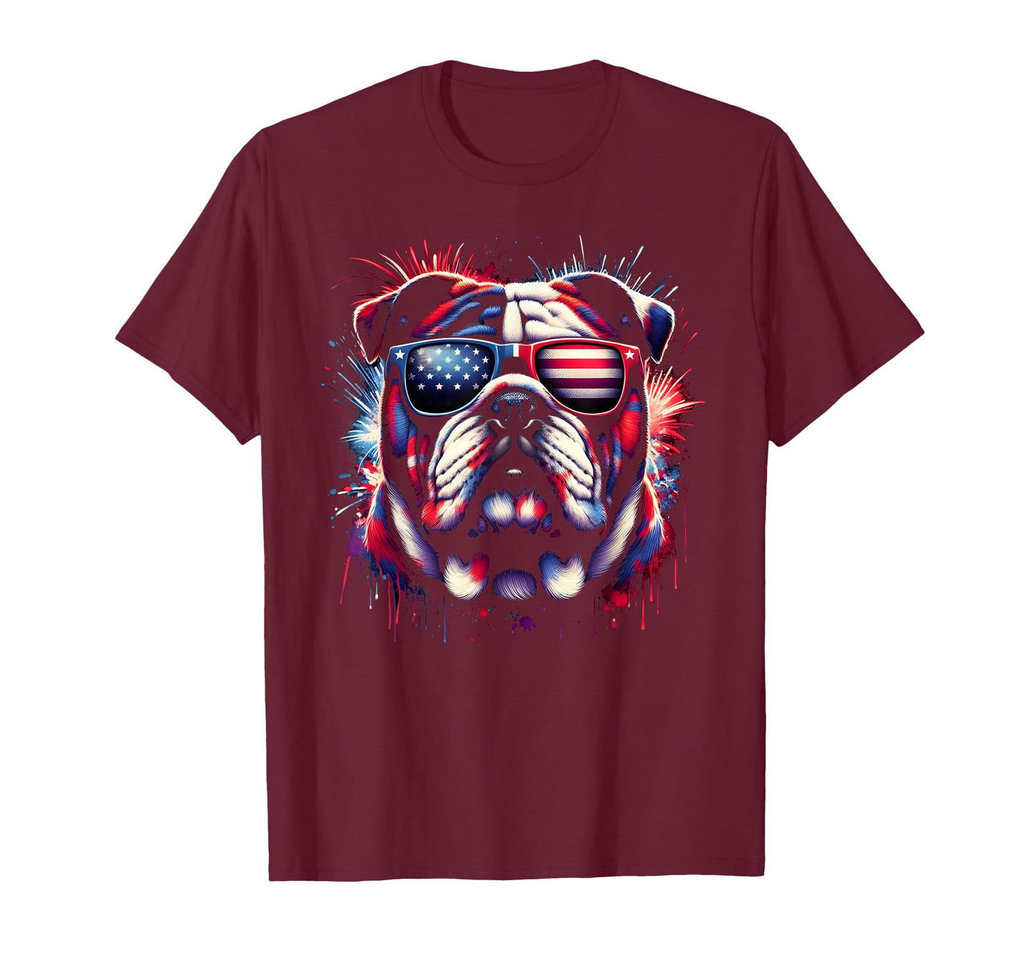 English Bulldog 4th of July Merica Men Women USA Flag T-Shirt