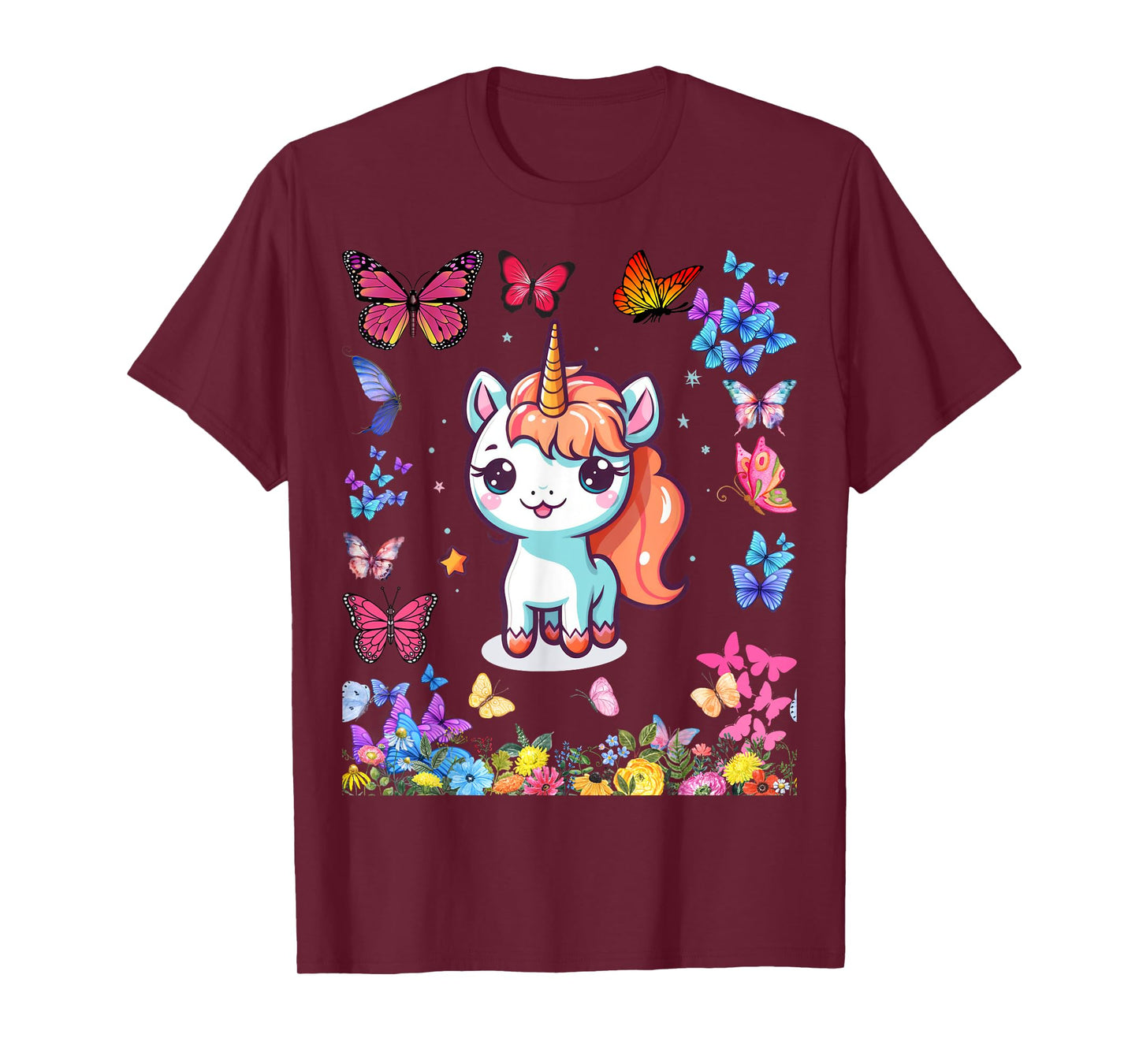 Gifts For Girls Unicorn Butterflies Graphic Tees Kids T-Shirt