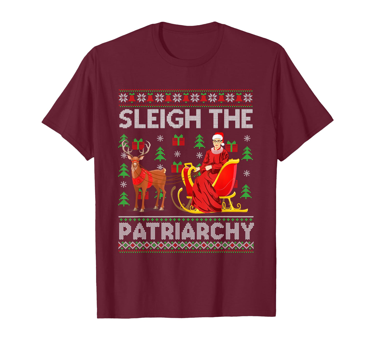 Feminist Ruth Bader Ginsburg RBG Xmas Sleigh The Patriarchy T-Shirt