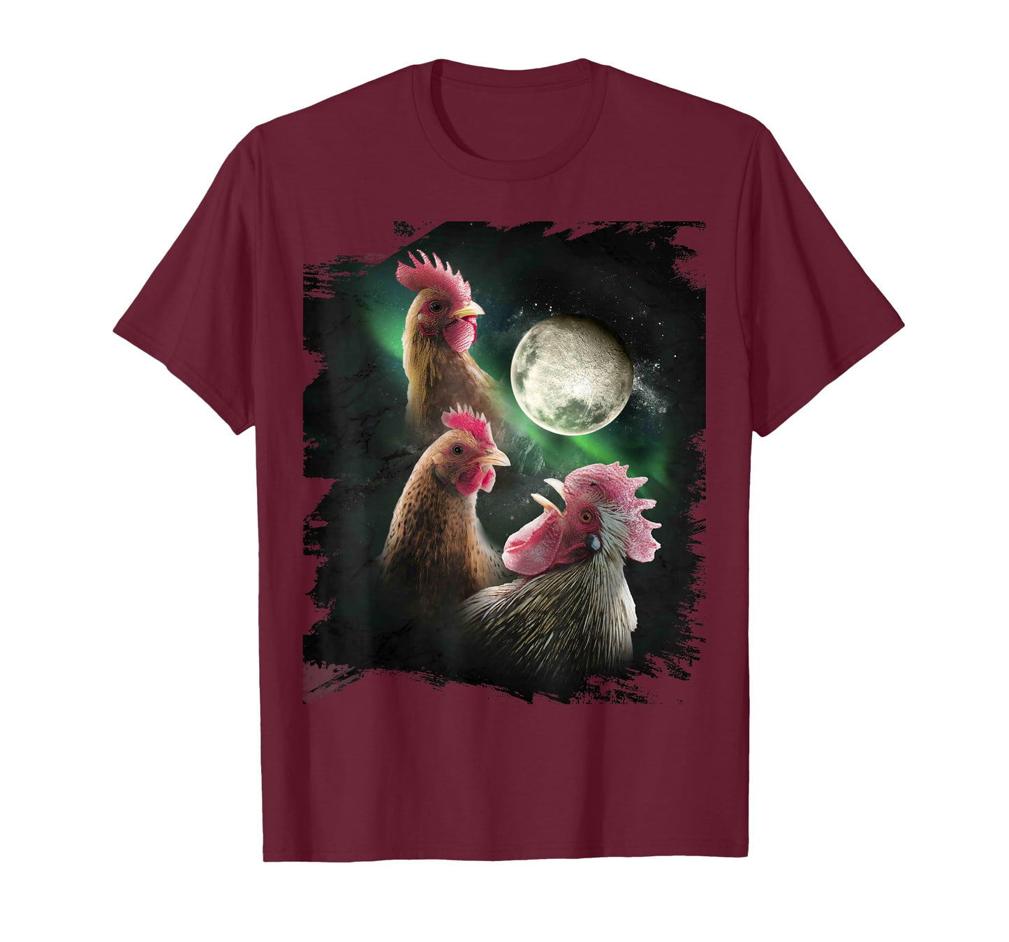 3 Chicken Moon Wolf Chickens Howling Wolves T-Shirt