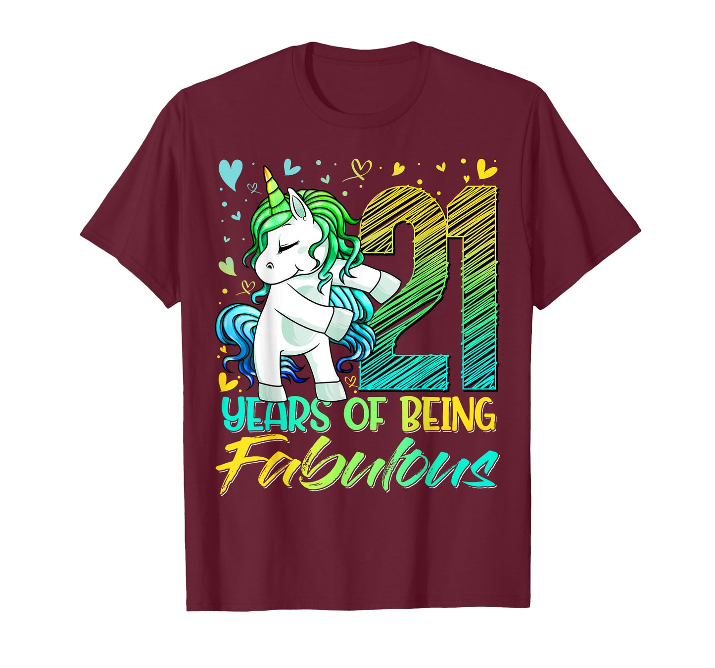 21 Year Old Gifts Unicorn Flossing 21st Birthday Girl Party T-Shirt