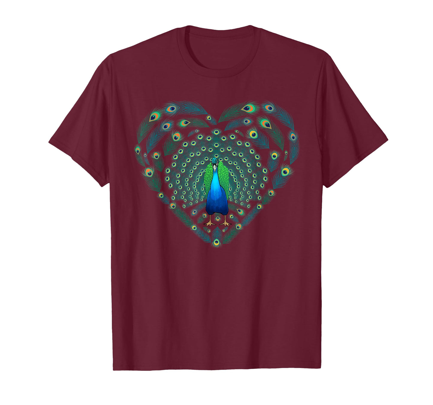 Cool Peacock For Men Women Peacocks Feather Heart Bird Lover T-Shirt