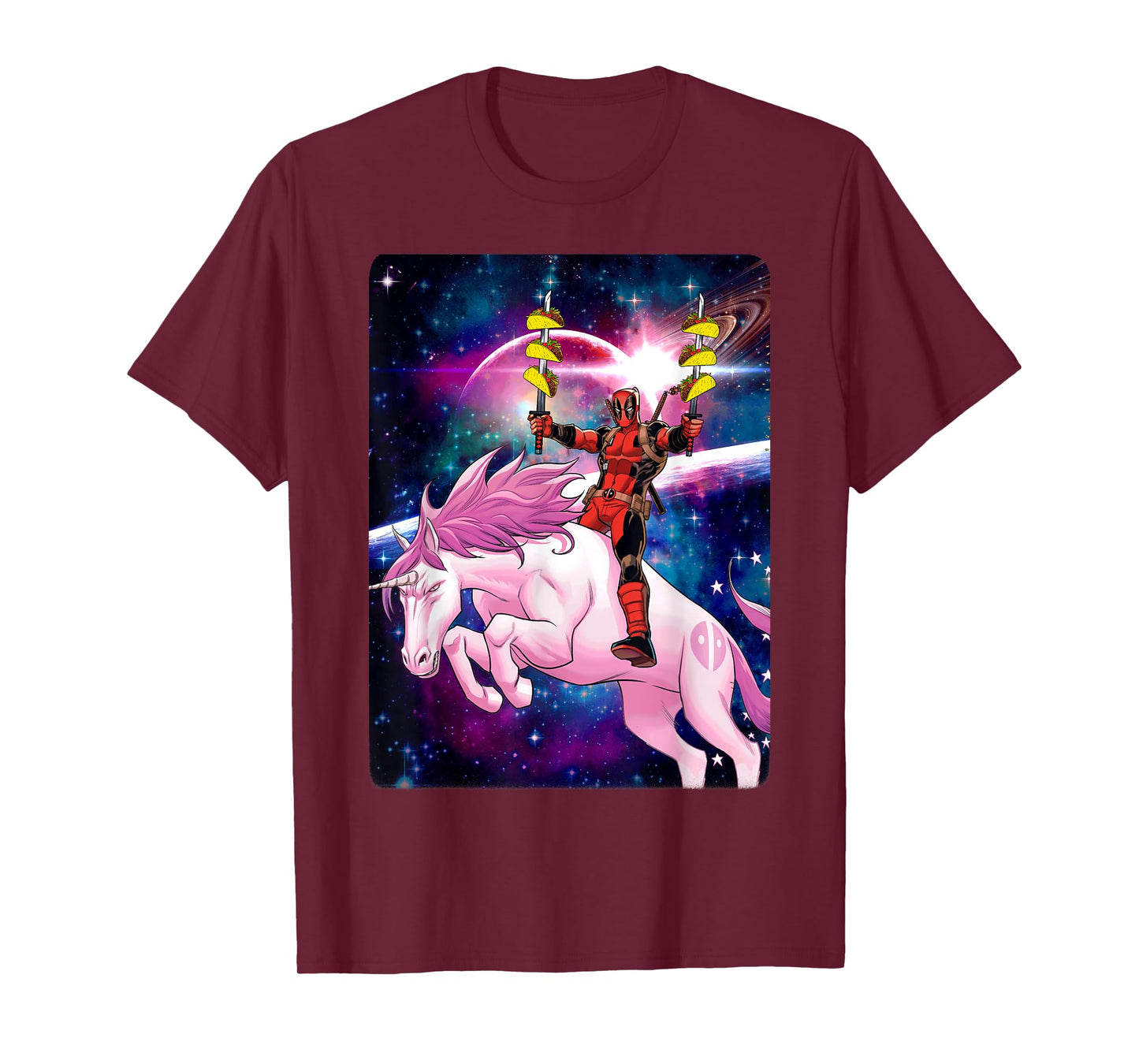 Marvel Deadpool Space Unicorn Tacos Graphic T-Shirt T-Shirt
