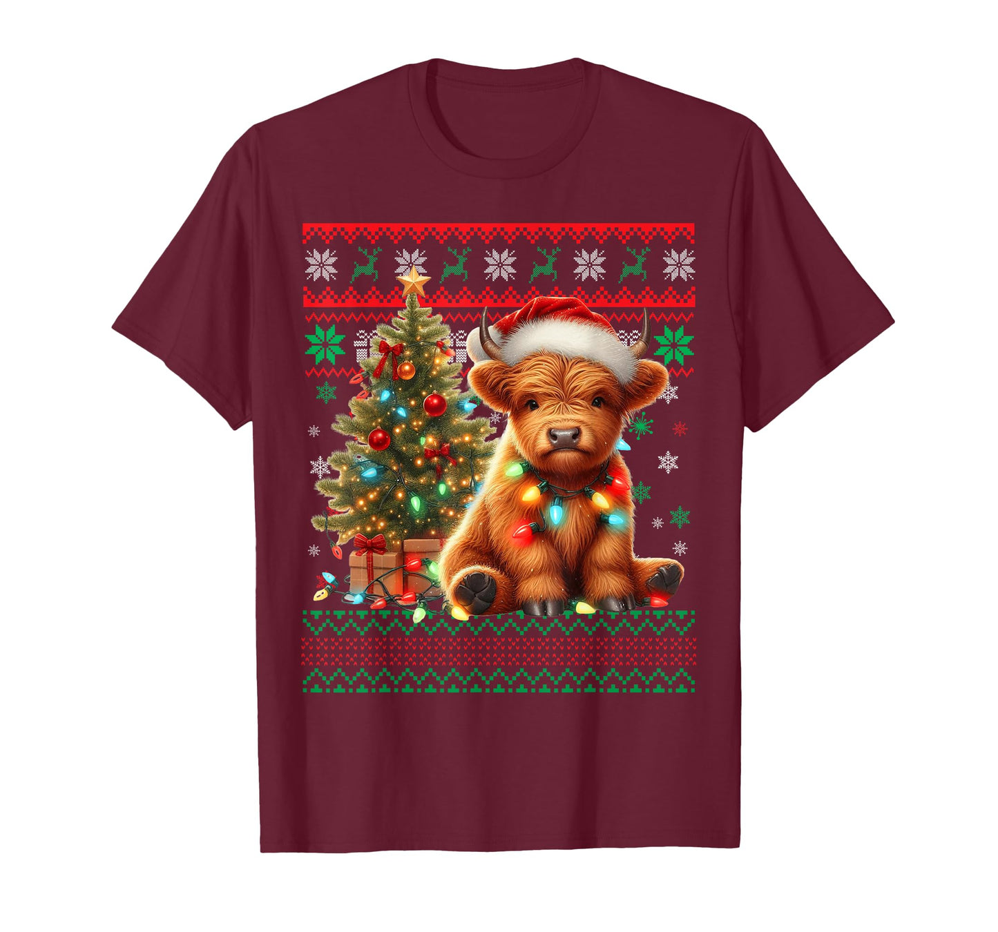 Scottish Highland Cow Christmas Funny Cow Lover Xmas T-Shirt