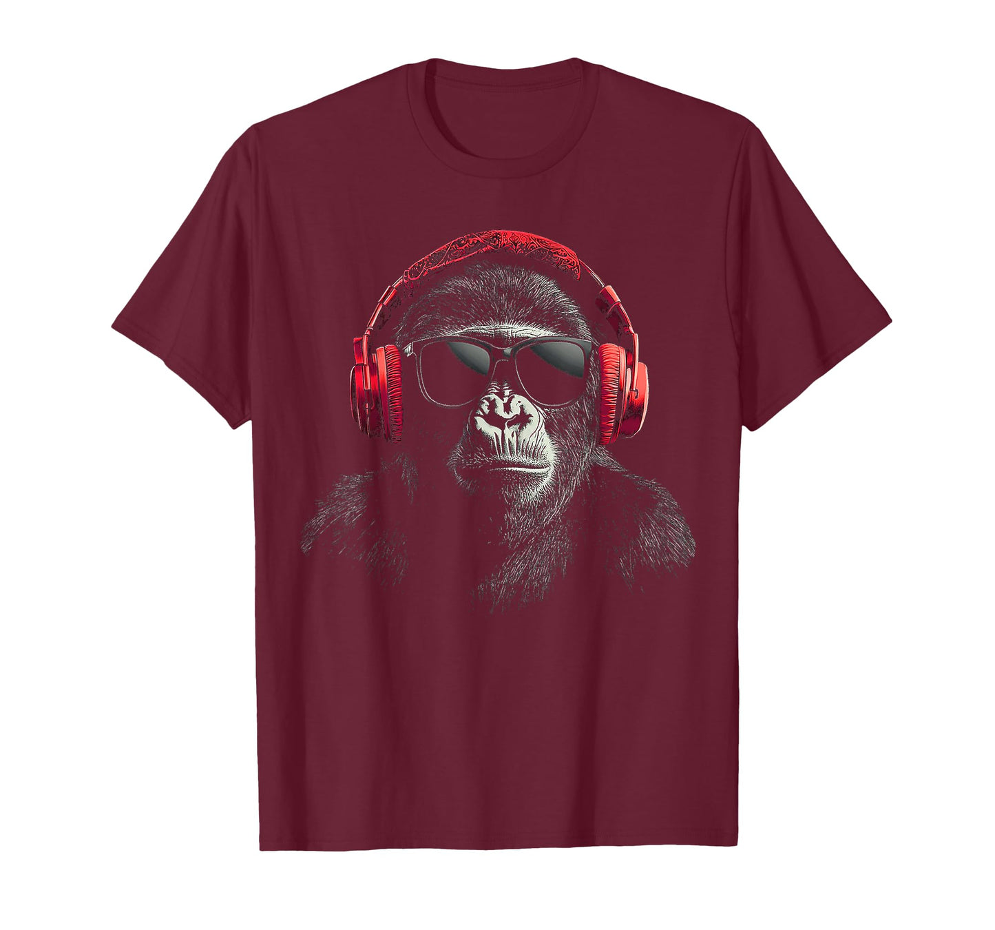 Gorilla Monkey Motif Animal Music Headphone Gorilla T-Shirt
