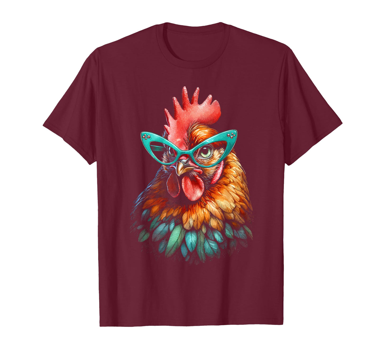 Chicken Funny Eyeglasses Cute Graphic Women Chicken Lover T-Shirt