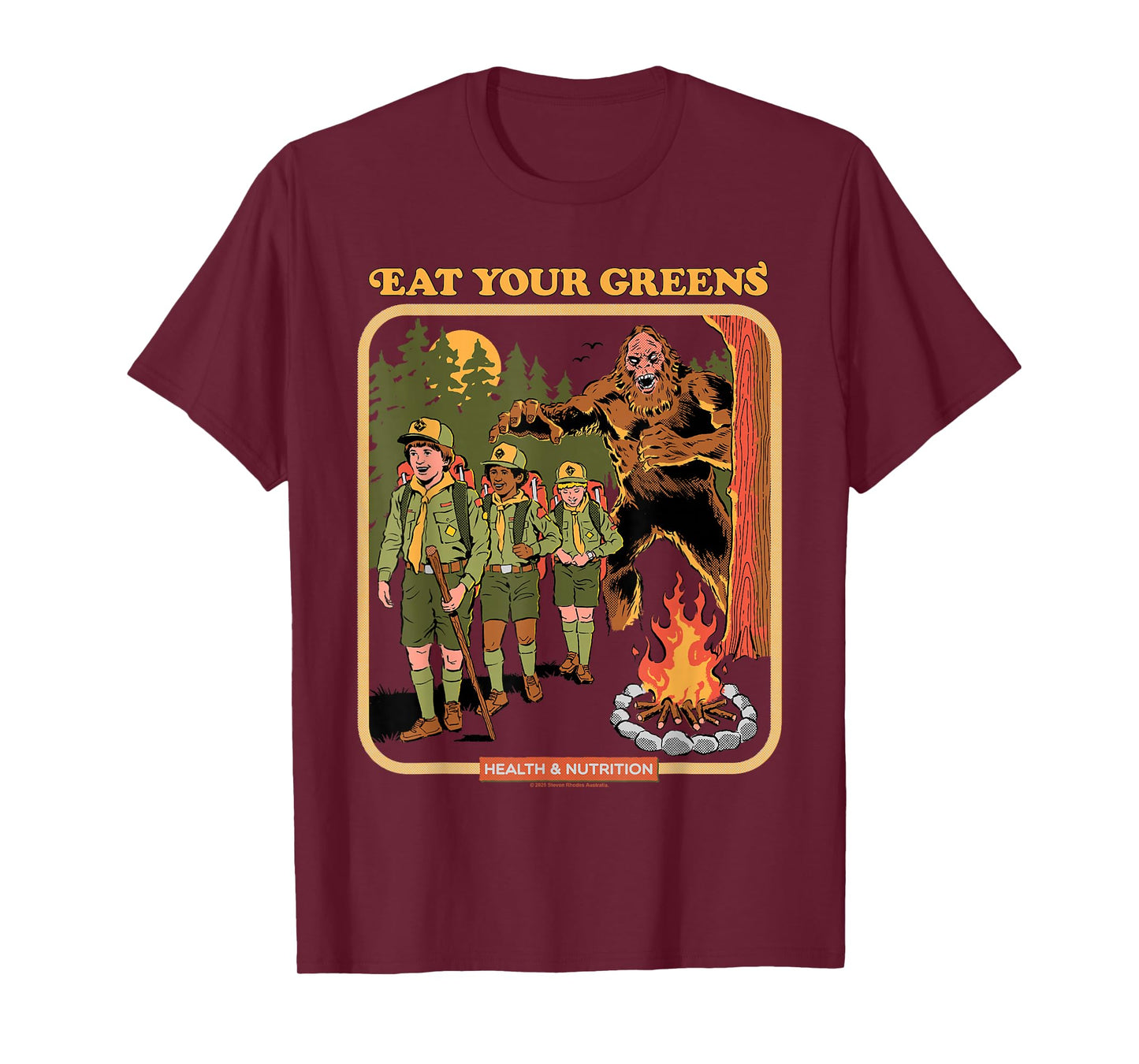 Eat Your Greens Bigfoot Sasquatch Retro Funny Adult Humor T-Shirt