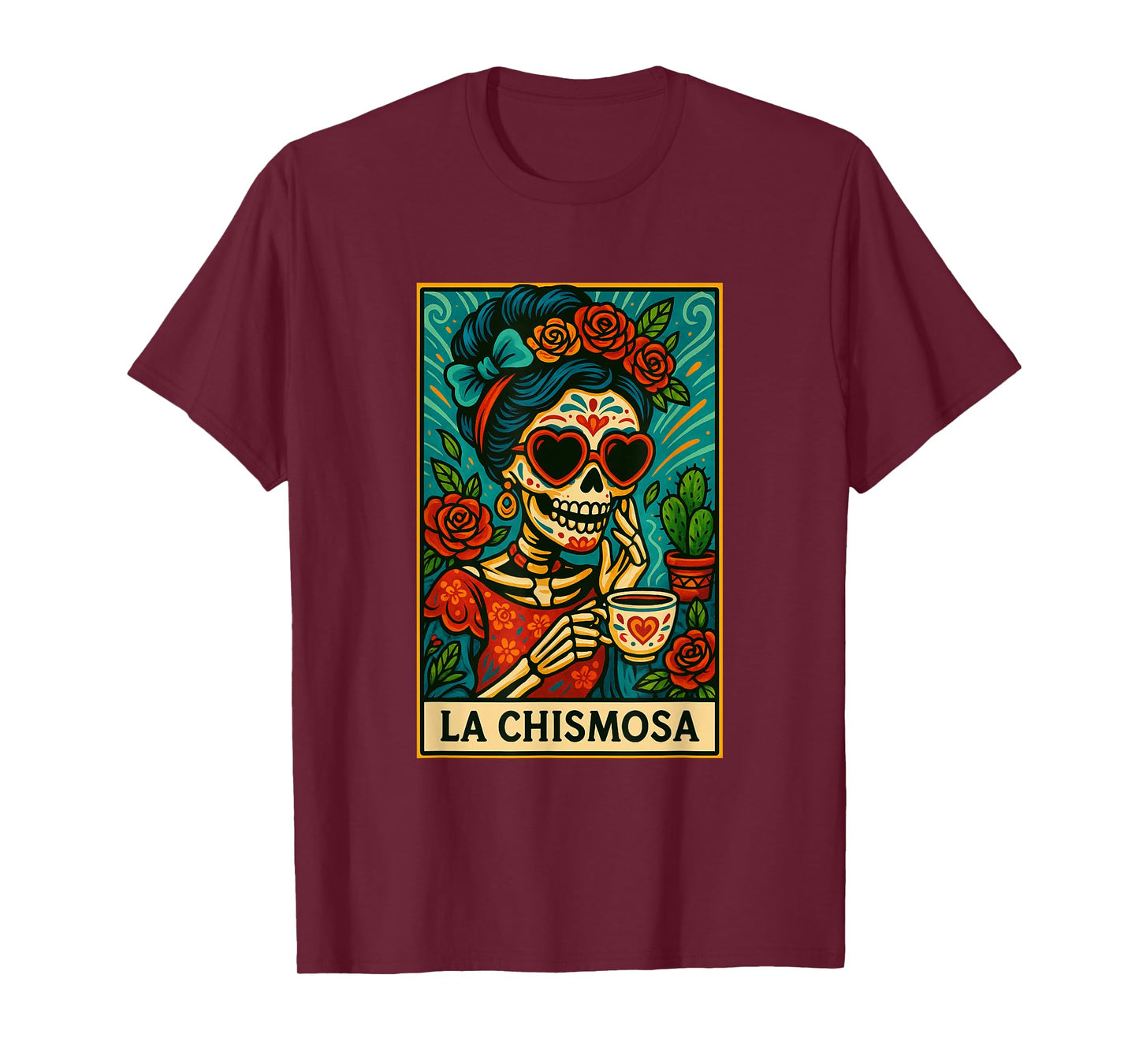 La Chismosa Spanish-Mexican Bingo Card Latinos Skeleton T-Shirt