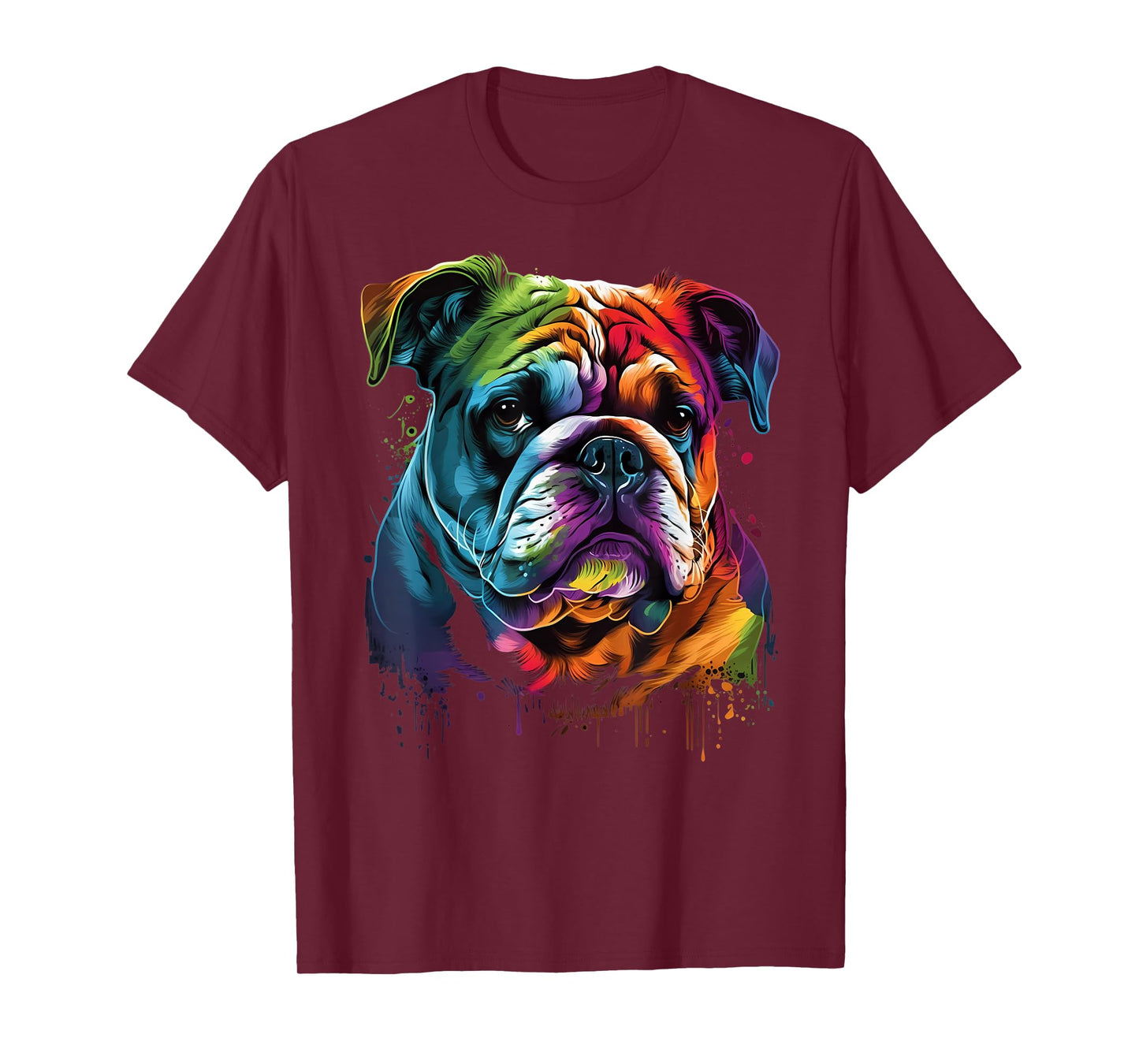 English Bulldog Painting Unique Dog Art Animal Lover T-Shirt for Men Women Kids