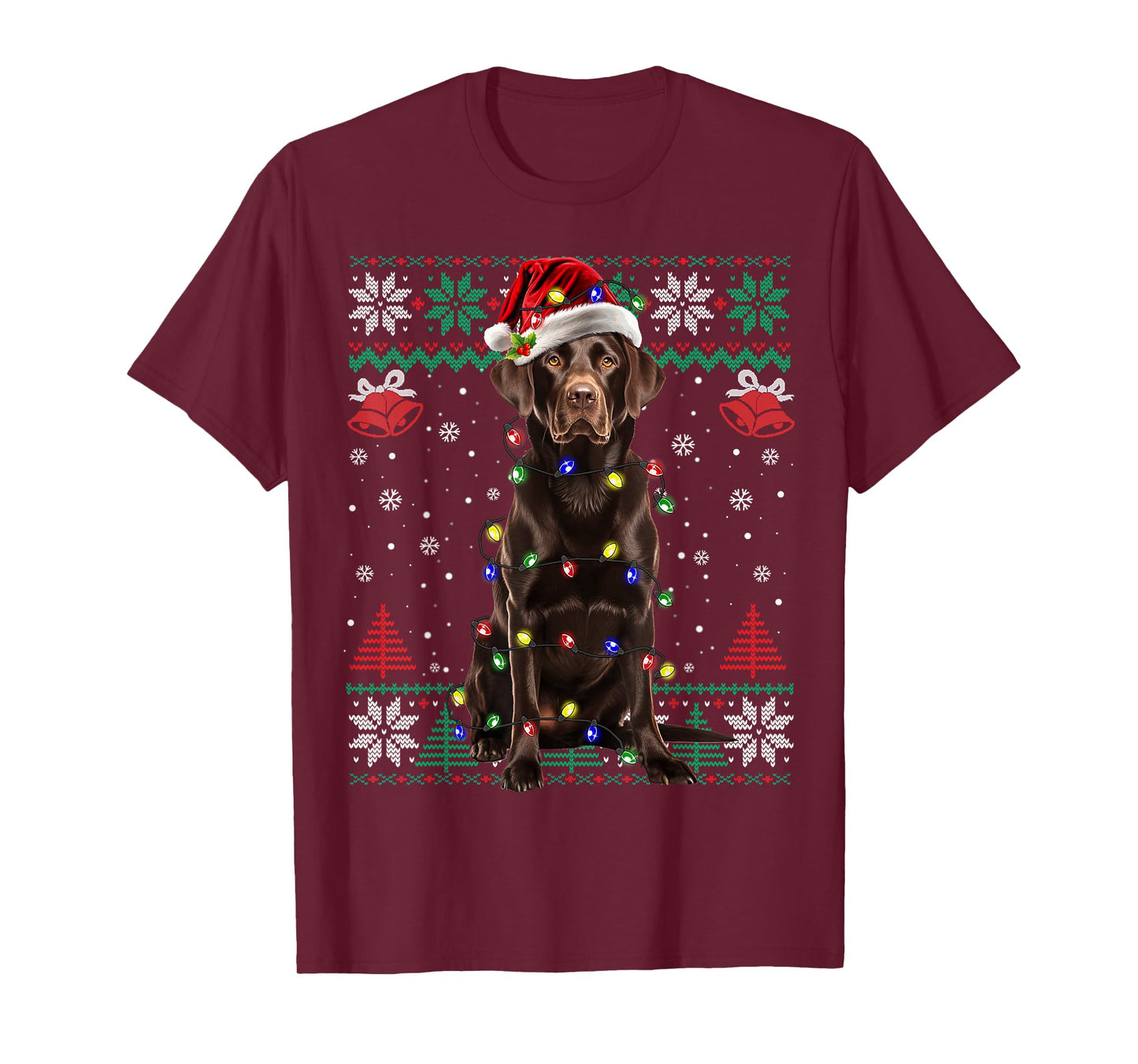 Chocolate Lab Christmas Santa Hat Dog Ugly Sweater T-Shirt