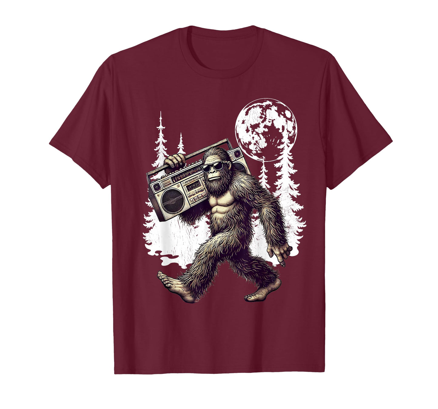 Funny Retro Bigfoot Boombox 80s Hip Hop Sasquatch Vintage T-Shirt