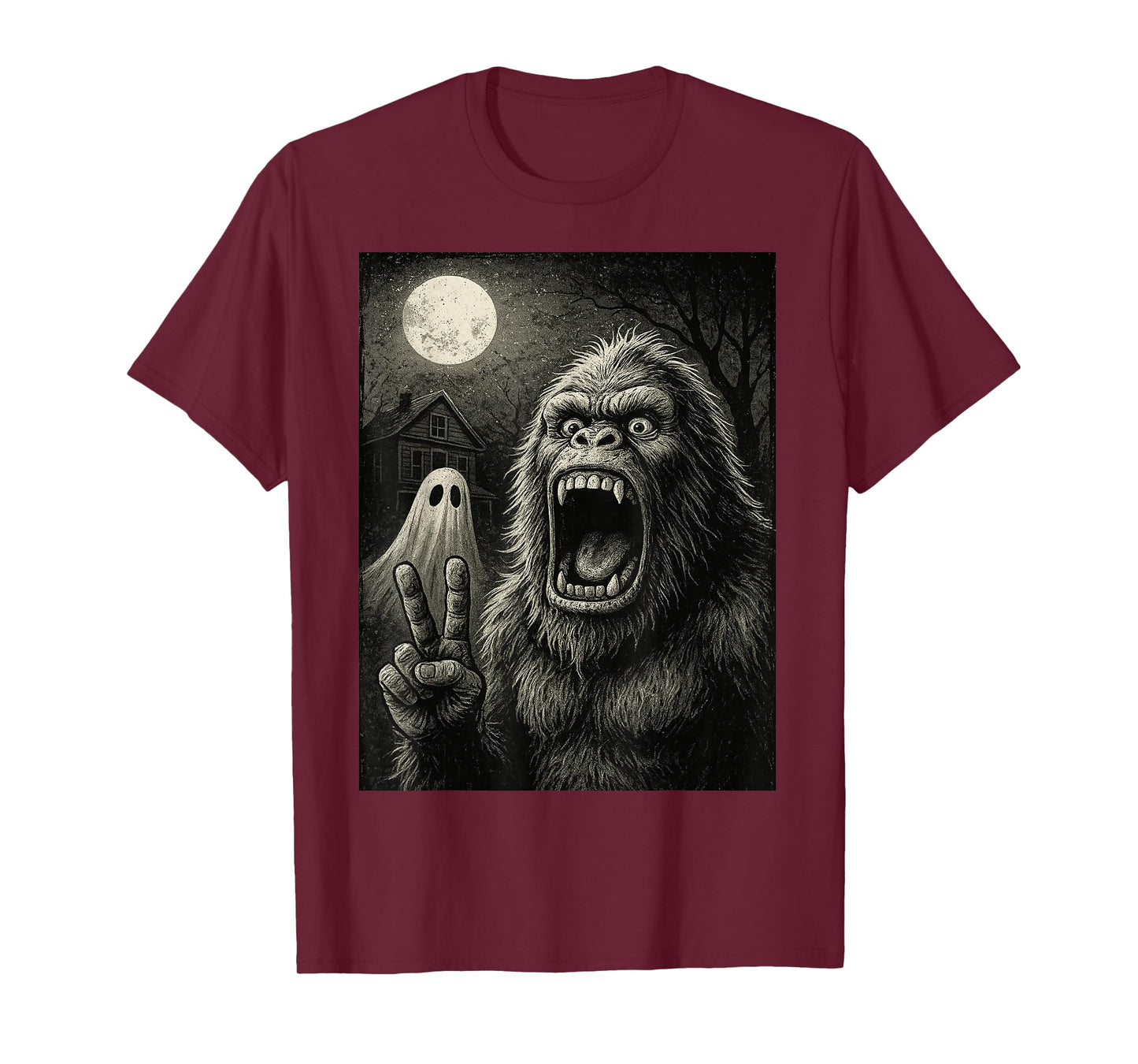 Bigfoot Halloween Funny Sasquatch Ghost Men Boy Kids Bigfoot T-Shirt