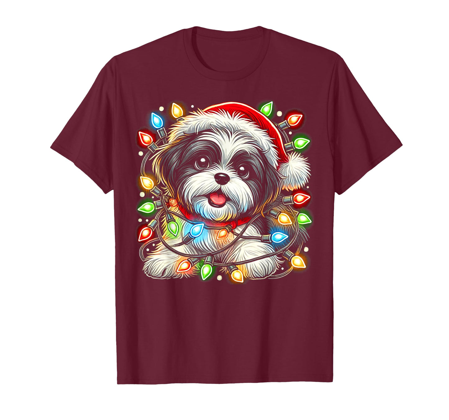 Merry Christmas Xmas Shih Tzu Santa Dog Men Women Kids T-Shirt
