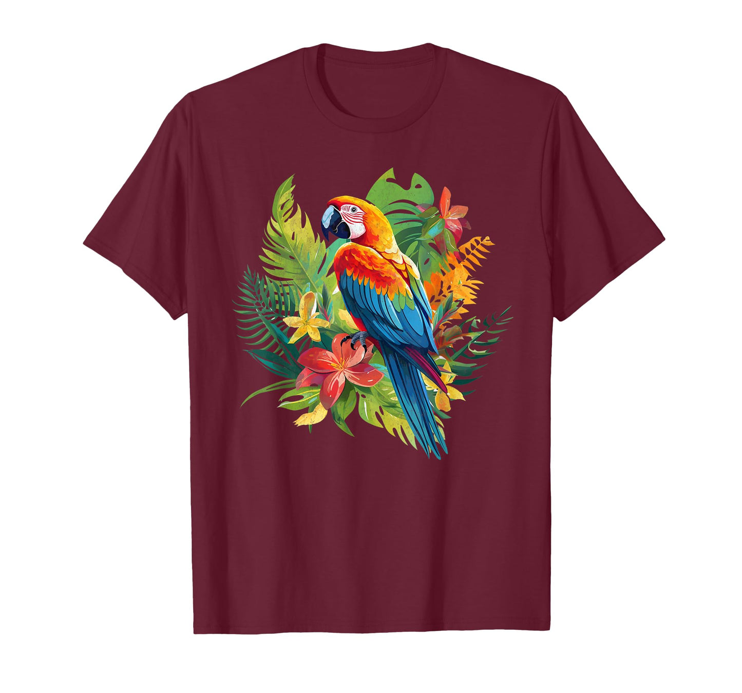 Parrot In Tropical Summer Flower Women Cockatiel Bird T-Shirt