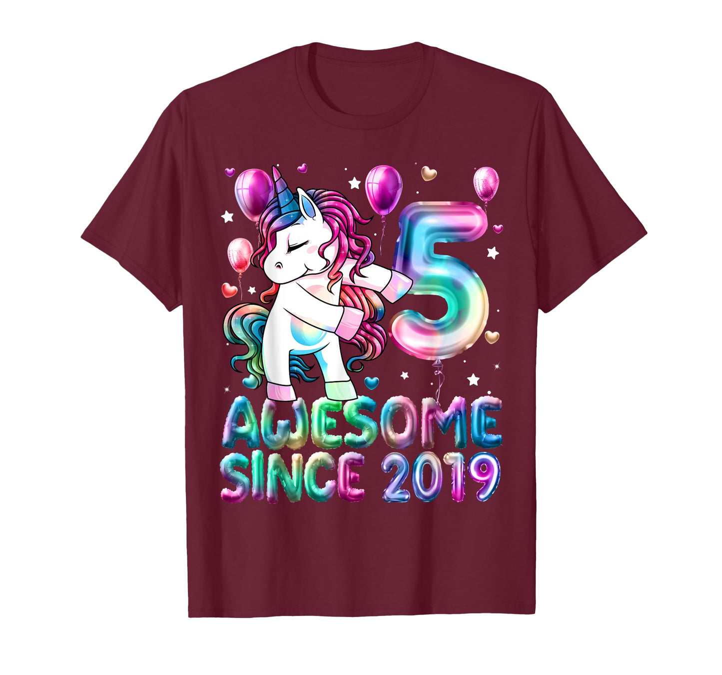 Flossing Unicorn 5 Year Old 5th Birthday Girl Unicorn Party T-Shirt