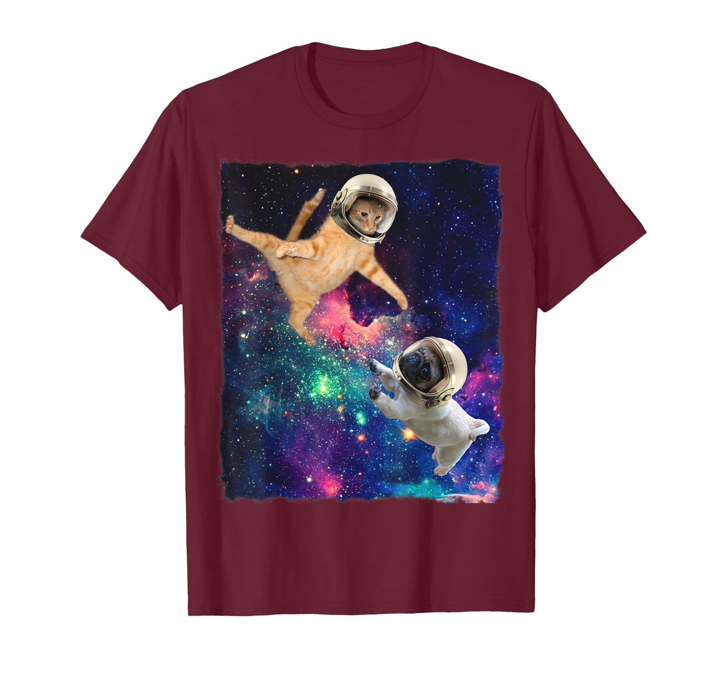 Cute Space Cat vs Space Dog Galaxy Epic Fight In Outer Space T-Shirt