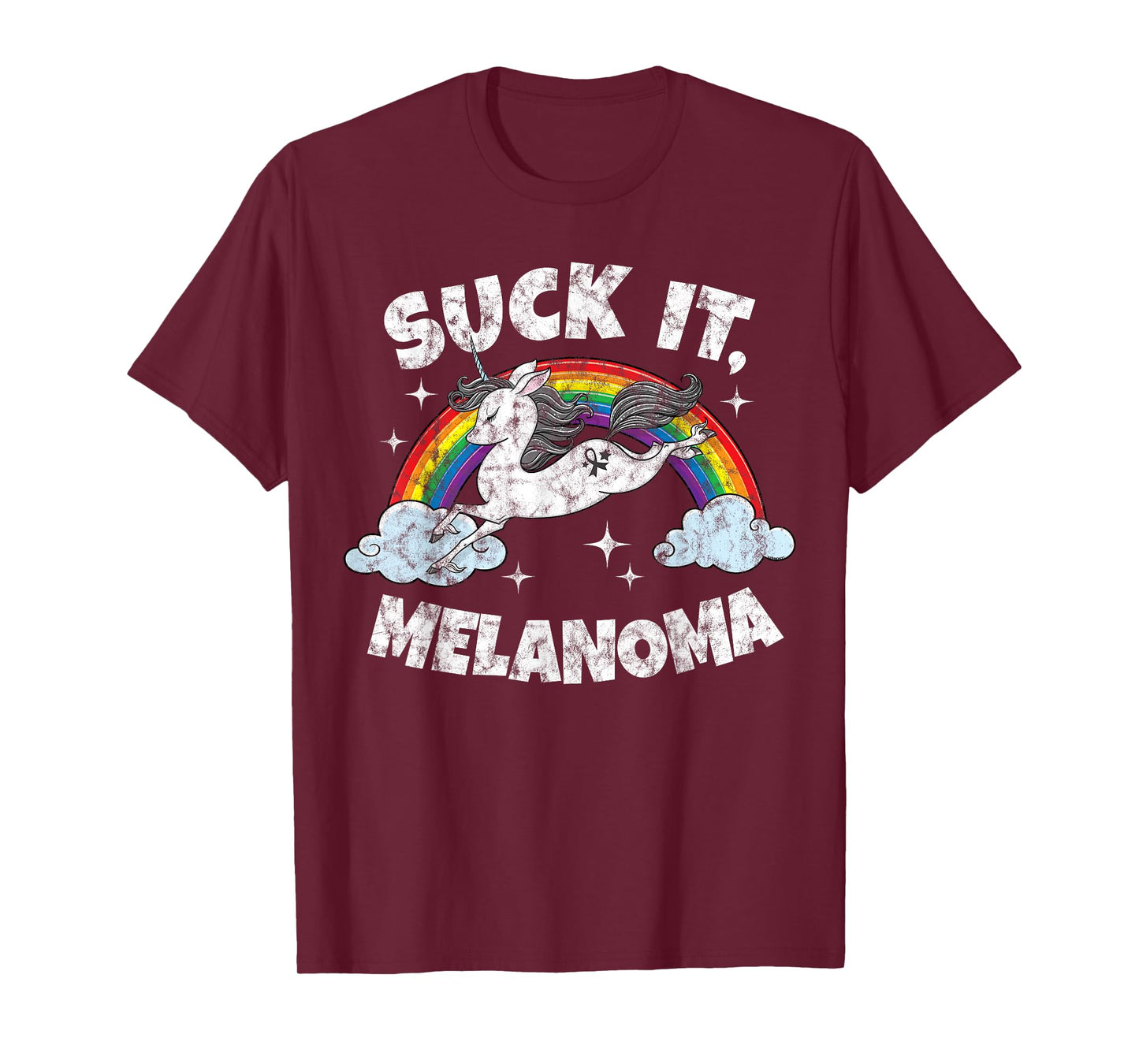 Suck It Melanoma Cancer Funny Quote Unicorn Rainbow T-Shirt