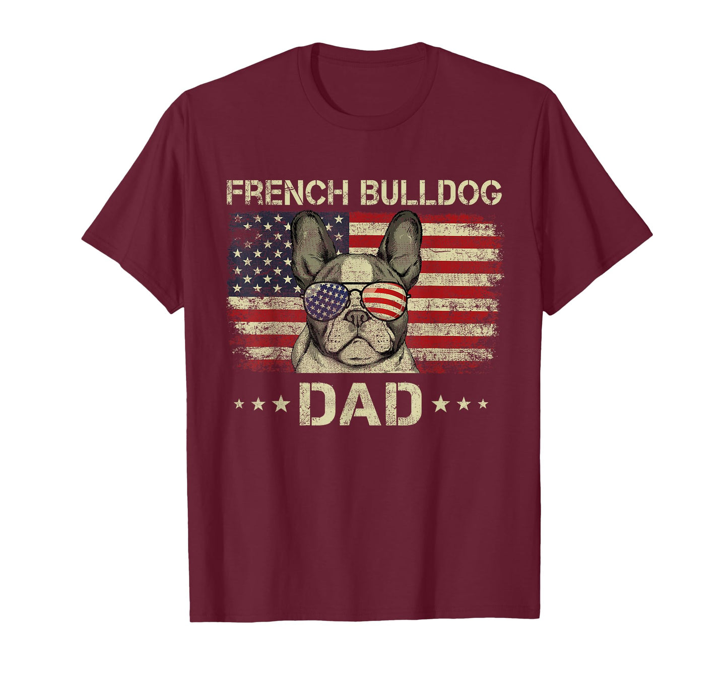 French Bulldog Dad Dog Lovers American Flag 4th Of July T-Shirt for Women Men