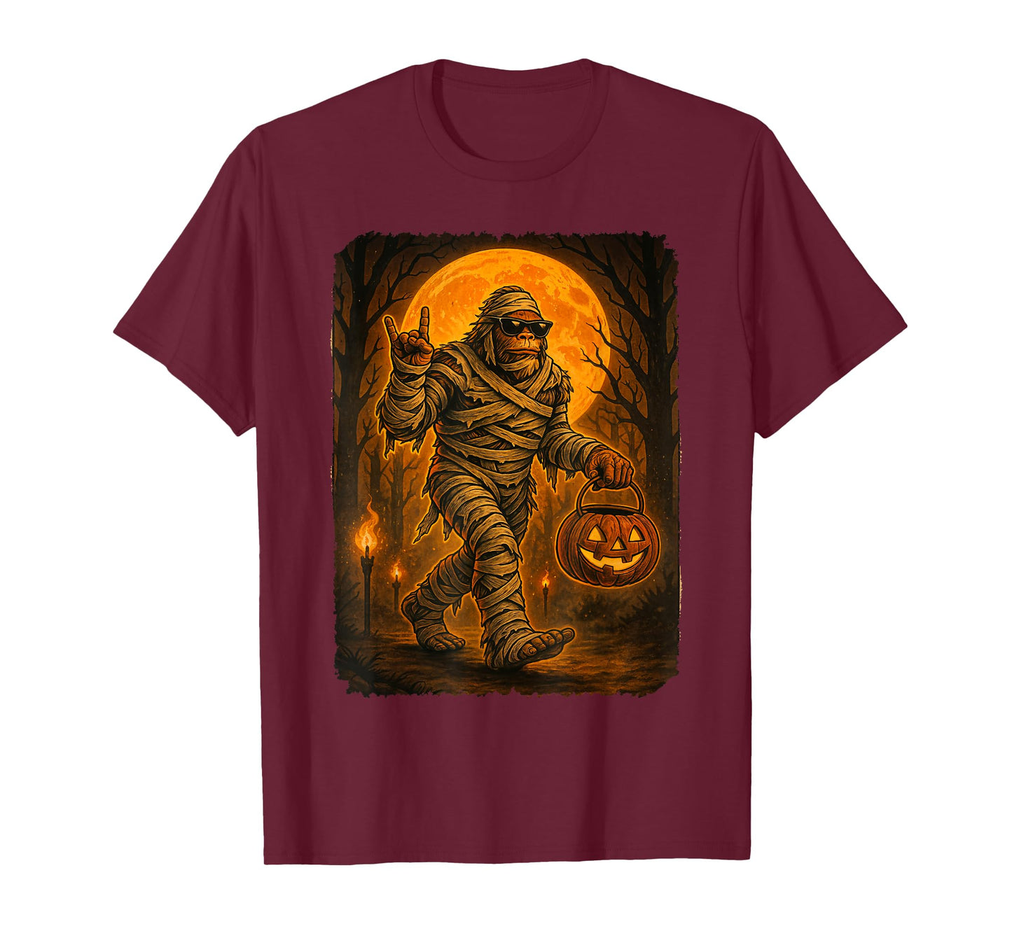 Funny Jack O Lantern Mummy Bigfoot Halloween Costumes Men T-Shirt