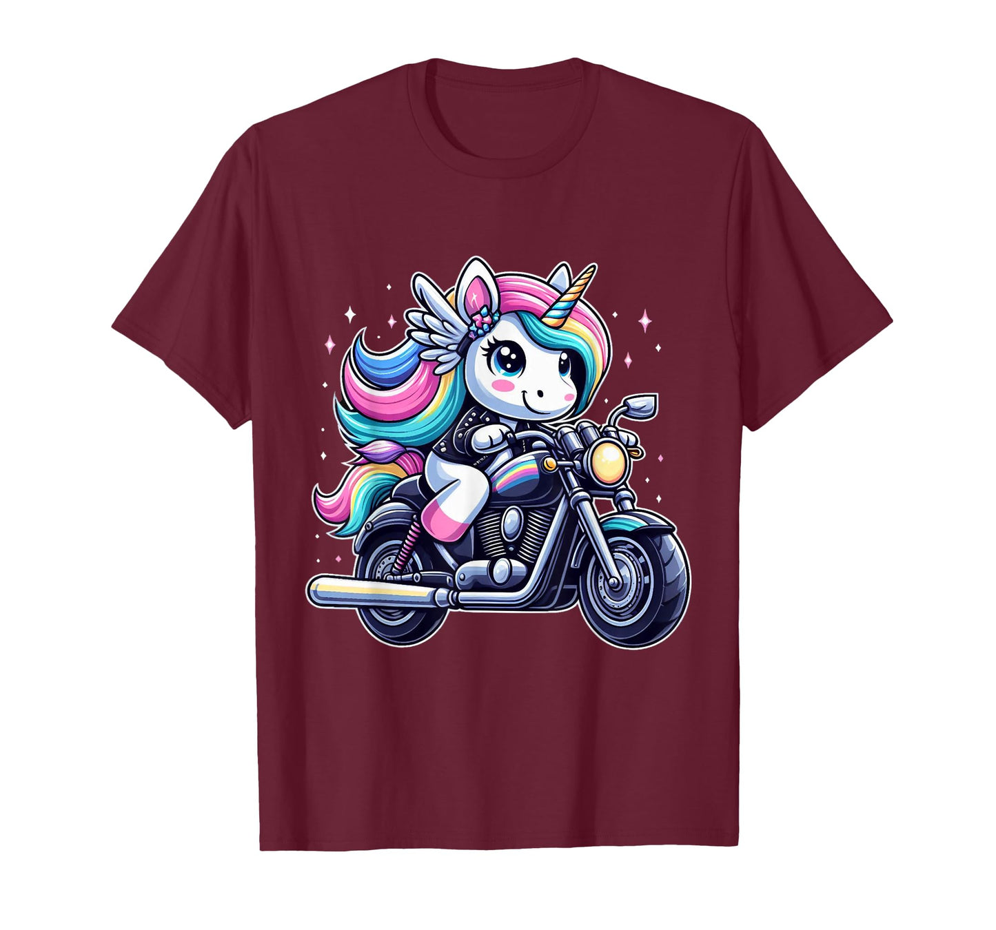Unicorn Riding A Motorcycle Boys Girls Men Women Kids Adults T-Shirt