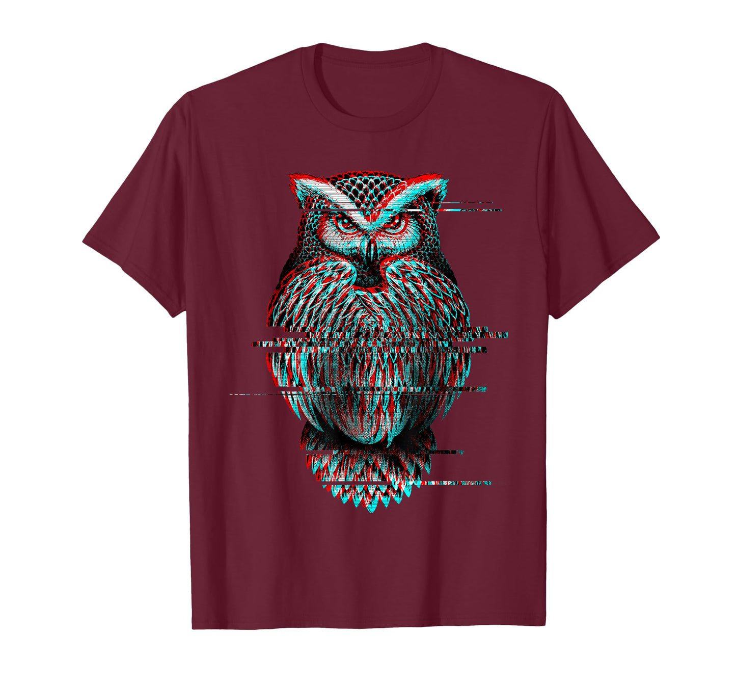 Glitched Owl Cool Glitch Effect Graphic Bird Lover Image T-Shirt
