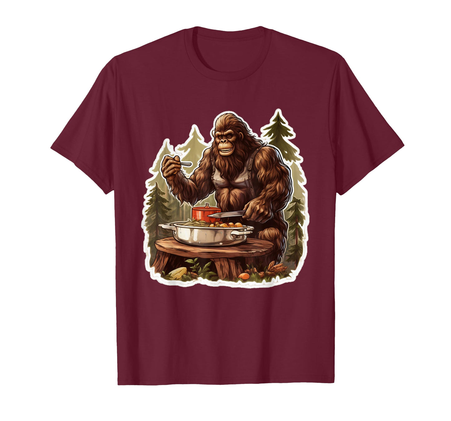 Bigfoot Chef Sasquatch Cooking Food Funny Foodie T-Shirt