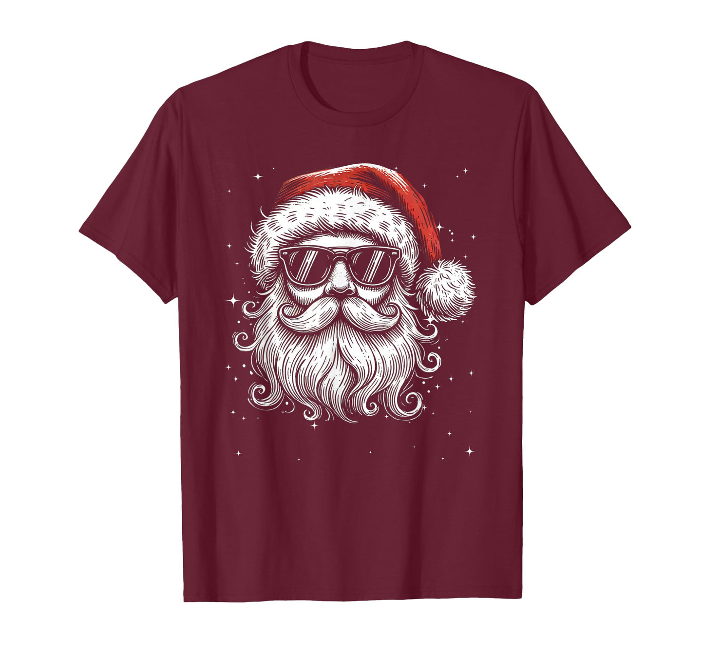 Cool Retro Santa Face Wearing Vintage Sunglasses And Hat T-Shirt