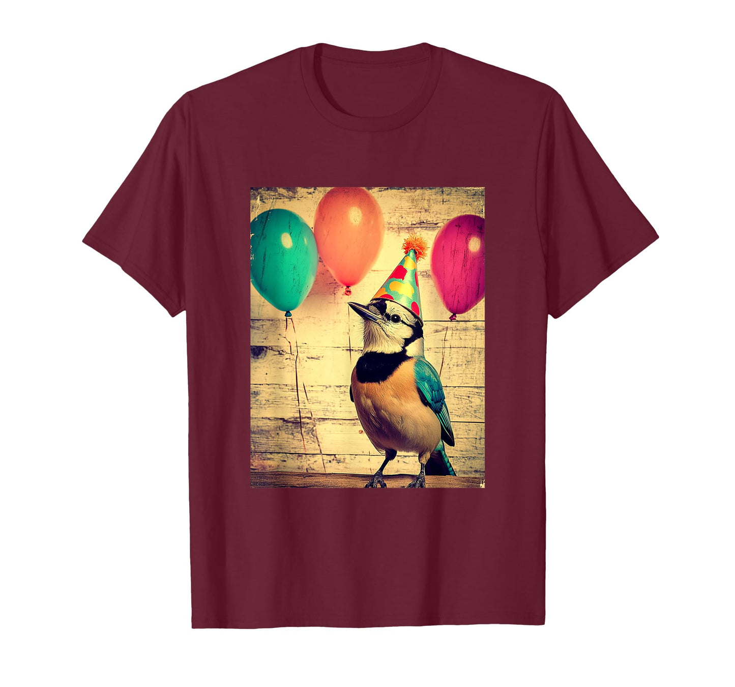 Blue Jay Retro Art Print Birthday Party Balloons & Party Hat T-Shirt
