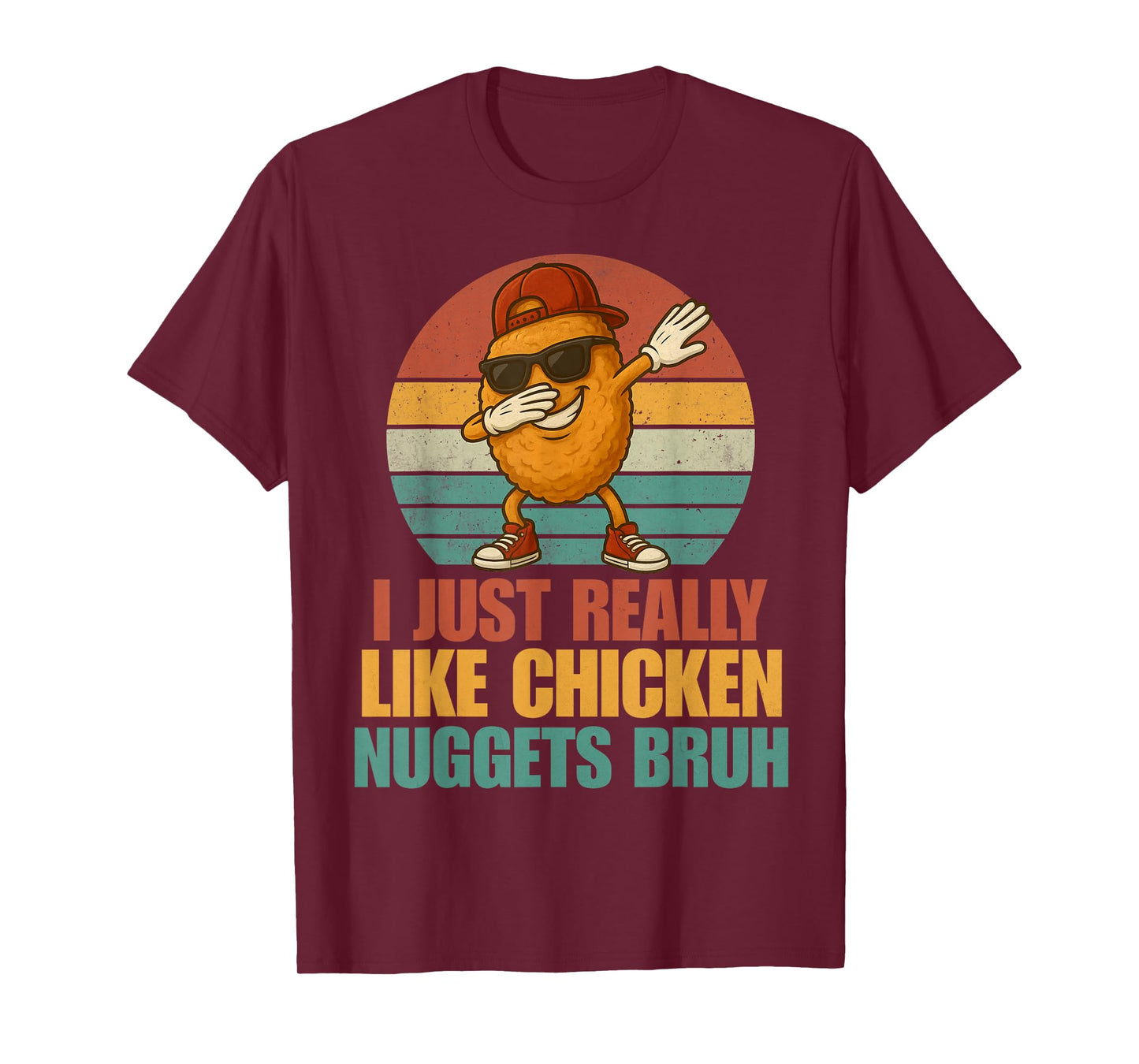 Funny Dabbing Chicken Nugget Bruh Boys Kids Retro Fast Food T-Shirt
