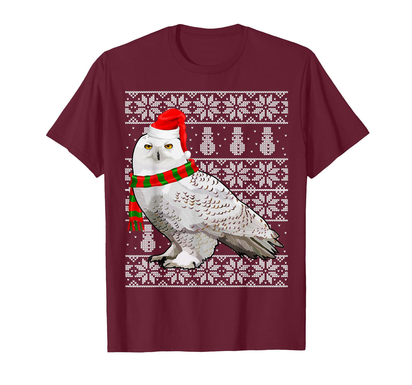 Bird Xmas Santa Hat Snowy Owl Ugly Christmas T-Shirt