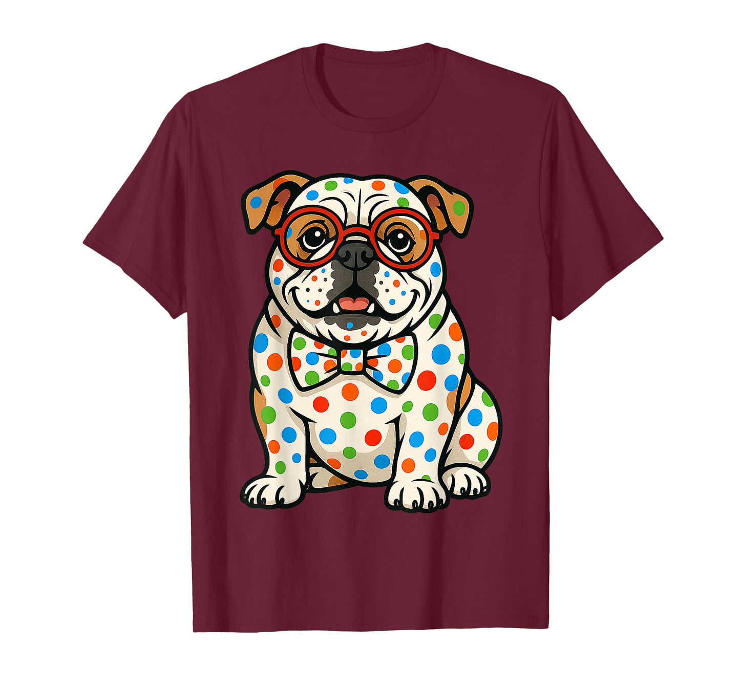 Dot Day Bulldog with Colorful Polka Dots for Kids T-Shirt