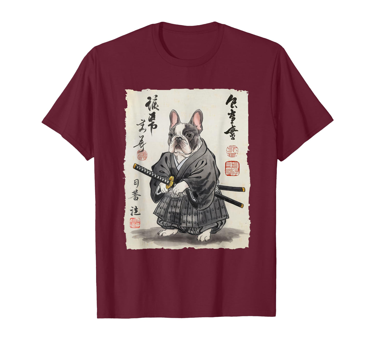 French Bulldog Samurai Japanese Ink Art for Men Women Kids T-Shirt