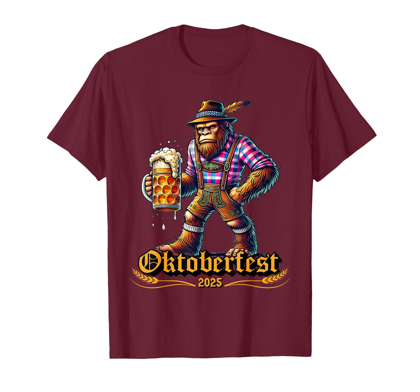 German Bigfoot Sasquatch Lederhose Funny Oktoberfest 2025 T-Shirt