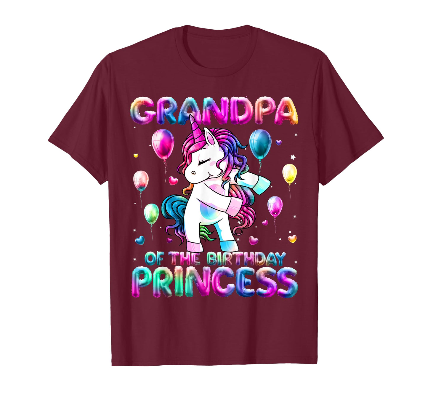 Grandpa of the Birthday Princess Girl Flossing Unicorn Papa T-Shirt