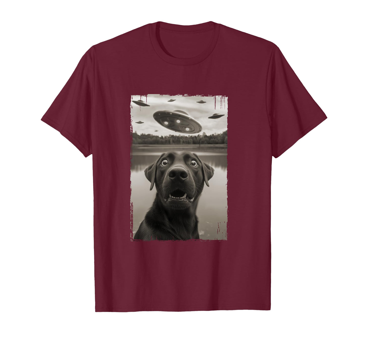 Classic Funny UFO and Labrador Retriever Selfie Long Sleeve T-Shirt