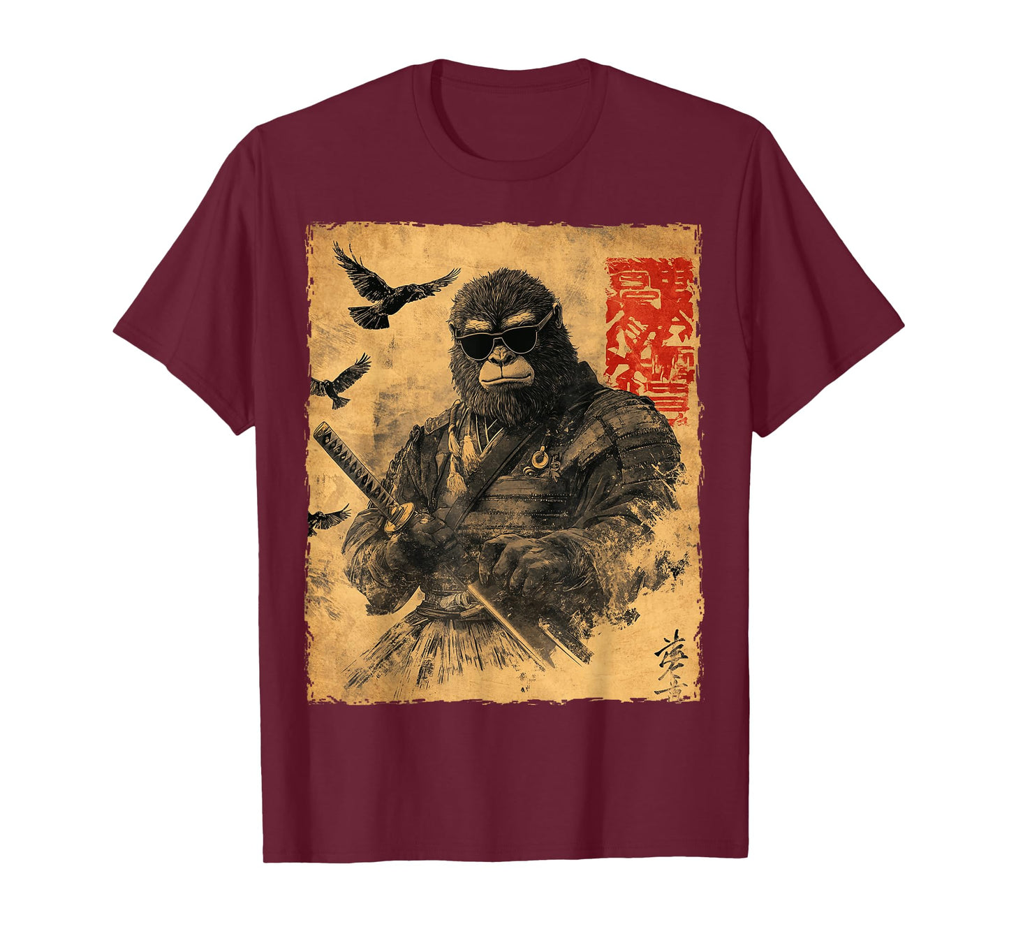 Bigfoot Sasquatch Samurai Sunglasses Japanese Warrior Anime T-Shirt