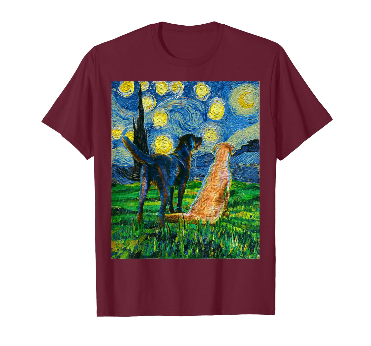 Gift for Labrador Retriever Owner Dog Lover Art Van Gogh T-Shirt for Men Women