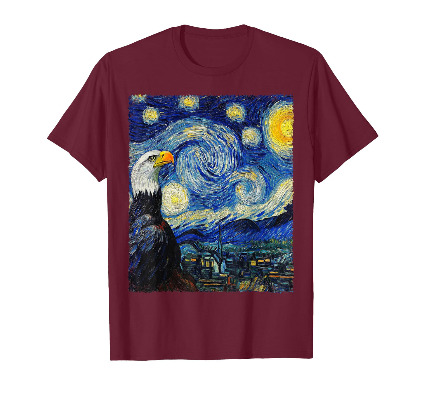 Modern Art Painting Van Gogh Starry Night Bird T-Shirt