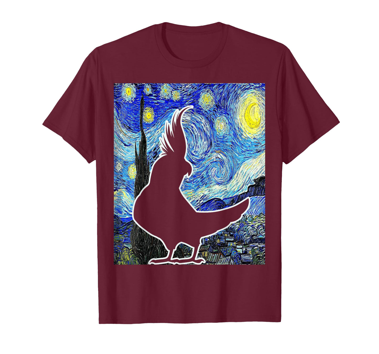 Cockatiel Starry Night Van Gogh Cockatiel Parrot Birding T-Shirt